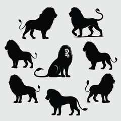 Collection of Dynamic Animal Silhouettes in Various Poses for Design and Illustration Projects