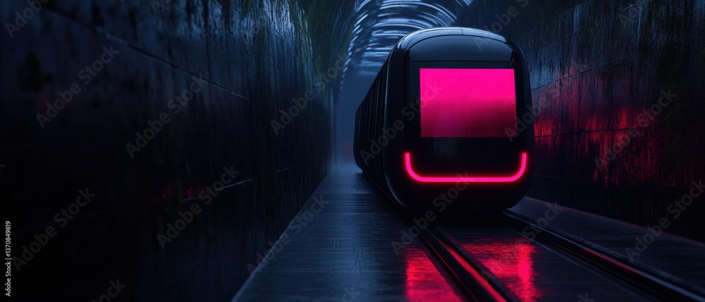 Aufkleber Cyberpunk Urban Transit Autonomous High-Speed Rail Illuminating Future Mobility with Neon Electro-Luminescent Design and Smart Transportation Innovation