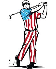 Golf Sport Player, 4th of July patriotic American flag PNG