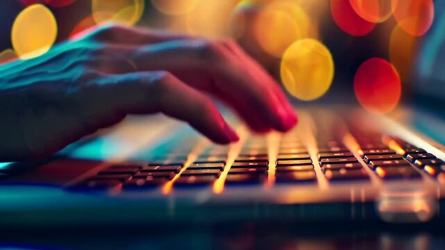Hand an einem professionellen Mischpult mit bunten Lichtern
