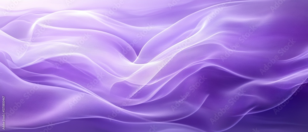 Poster serene abstract background featuring flowing purple waves with subtle white highlights creating a dr