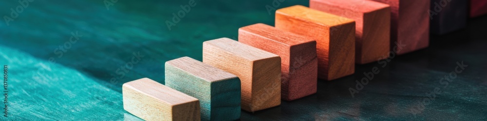 Poster Mindful Progress Gradient Wooden Blocks Visualizing Career Growth and Strategic Development in Next-Gen Professional Empowerment Landscape