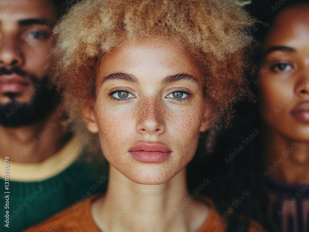 Poster radiant diversity portrait gen z multicultural unity in soft autumnal tones - inclusive workplace st