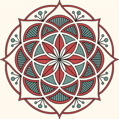 Intricate Mandala Design in Purples, Golds, and Teal, ai generated