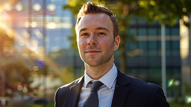 Junger Mann steht im Sonnenlicht