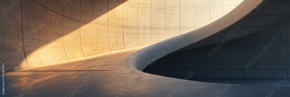 Poster minimalist architectural fluidity brutalist concrete sculptural form revealing dynamic light and sha