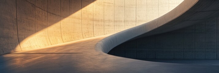 Obraz premium Minimalist Architectural Fluidity Brutalist Concrete Sculptural Form Revealing Dynamic Light and Shadow Interplay for Innovative Design Portfolios