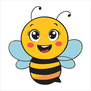 recommend clip art: bee vector, Bee logo vector icon illustration, happy flying bee, Lovely simple design of a yellow and black bee vector illustration on a white background