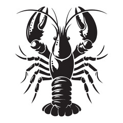 Crawfish Lobster Silhouette Vector Design For Seafood Industry Print