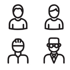 Vector set of business icons with funny cartoon avatars and people silhouettes