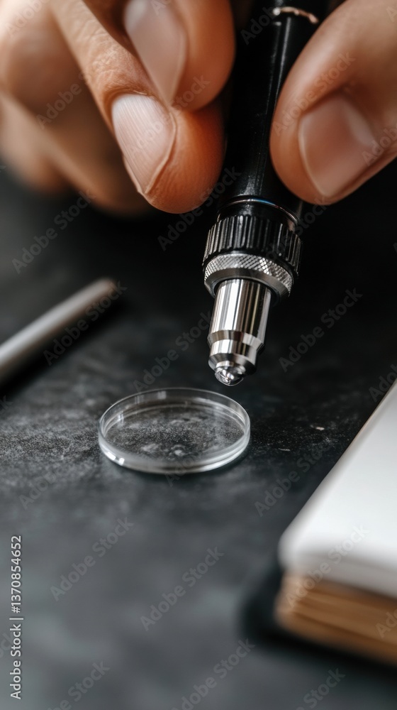 Aufkleber Precision Science Minimalist Laboratory Microsampling Technique with Advanced Pipette and Petri Dish - Cutting-Edge Research Methodology in High-Definition Close-Up Detail