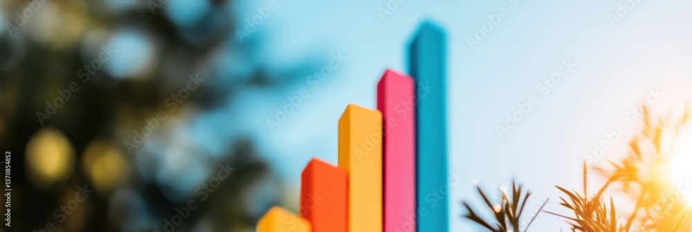 Poster vibrant exponential growth analytics minimalist bar chart visualization showcasing dynamic financial