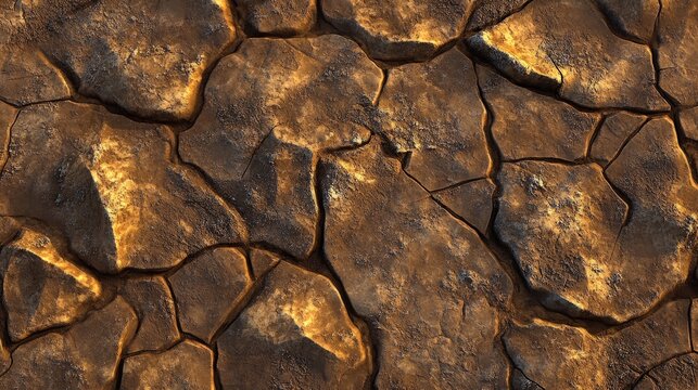 Textured Earth: A close-up shot reveals the intricate textures and patterns of weathered earth, showcasing a rich display of natural colors and the effects of time.