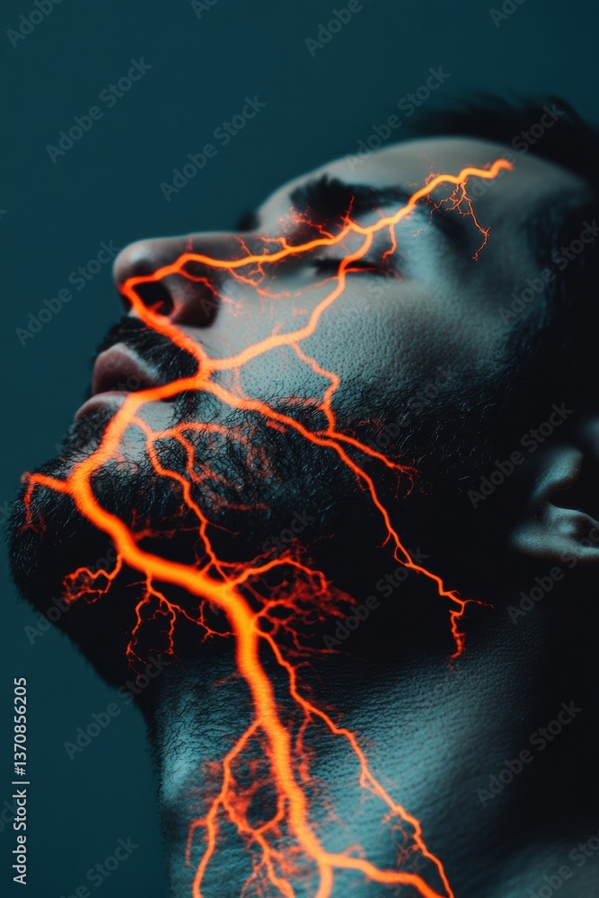 Poster neurological luminescence electrifying biotech visualization of human neural pathways - cutting-edge