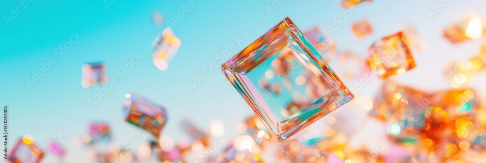 Aufkleber Prismatic Data Visualization Dynamic Glass Cubes in Vibrant Digital Marketing Aesthetic - AI-Powered Content Recommendation Trend