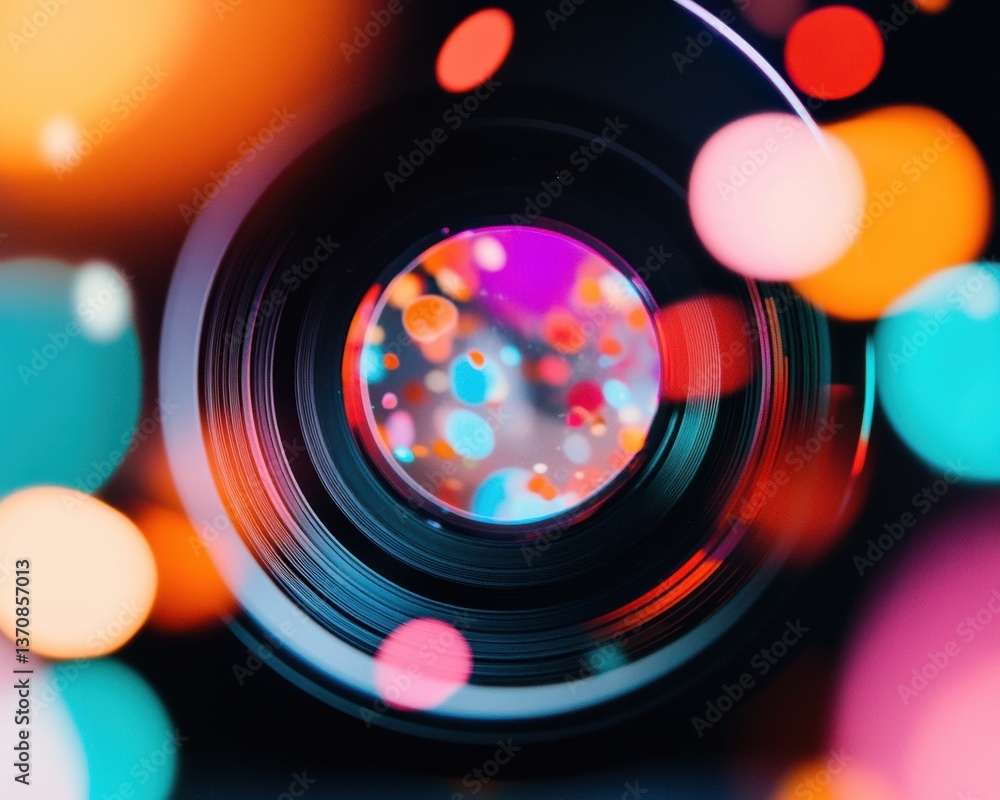 Poster vibrant digital creativity cinematic lens bokeh revealing explosive color spectrum - immersive visua