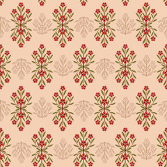 Abstract seamless color full paisley flower leaf bunch pattern