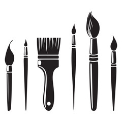 Assorted Paint Brushes Vector Art for Creativity and Artistic Designs