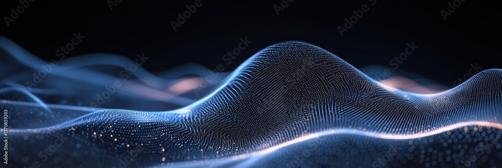 Poster futuristic digital background showcases glowing waves and elegant negative space in a modern cyber l