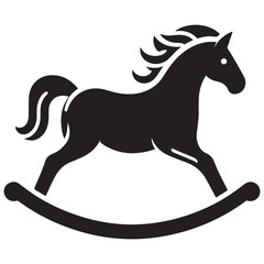 Traditional Rocking Horse Art Black Silhouette Design Playful Illustration