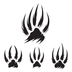 Bear Paw Prints Silhouette Set Animal Tracks Wildlife Sign Design