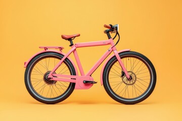 Fototapeta premium Urban Mobility Revolution Bold Pink Electric Commuter Bike Redefining Sustainable Transportation with Sleek Design and Zero-Emission Performance for Modern City Dwellers