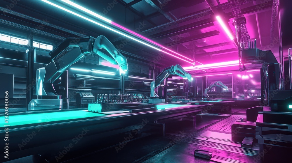 Poster robotic arms automate lab tasks in futuristic facility