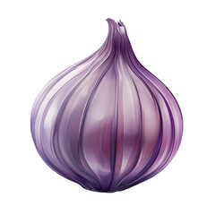 Abstract Purple Onion Digital Art, 3D Render, Fluid Design, isolated on transparent Background