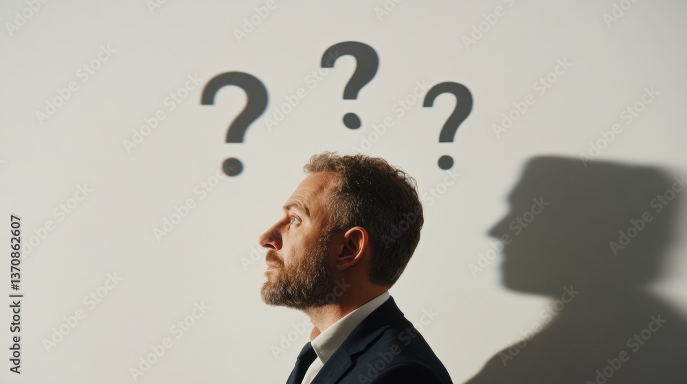 Aufkleber Minimalist Strategic Uncertainty Gen X Business Analyst Exploring Decision Complexity in Adaptive Leadership - Innovative Problem-Solving Visualization for Modern Workplace Transformation