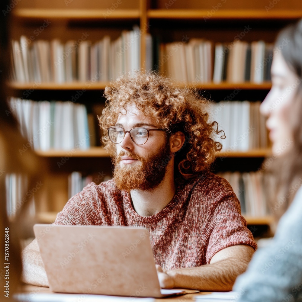 Aufkleber Collaborative Learning in the Digital Age Gen Z Scholars Embracing Hybrid Educational Spaces with Inclusive Technology and Textured Knowledge Environments