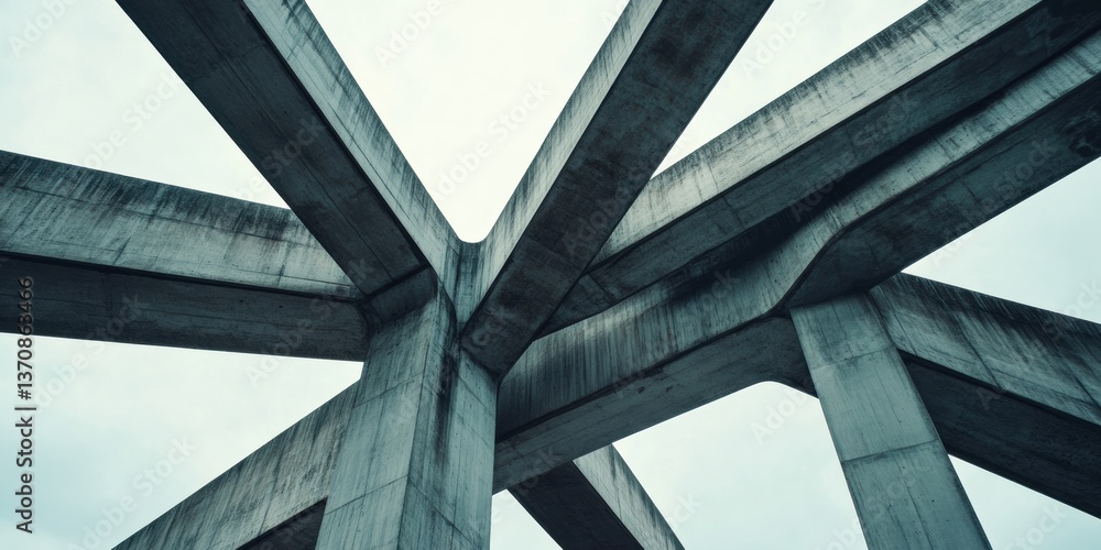 Aufkleber brutalist architectural monumental concrete intersection revealing postmodern design complexity - in