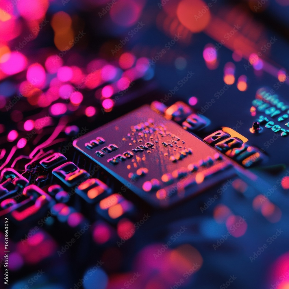 Leinwandbilder cybernetic sensory innovation neon-infused braille credit card design exploring tactile technology f