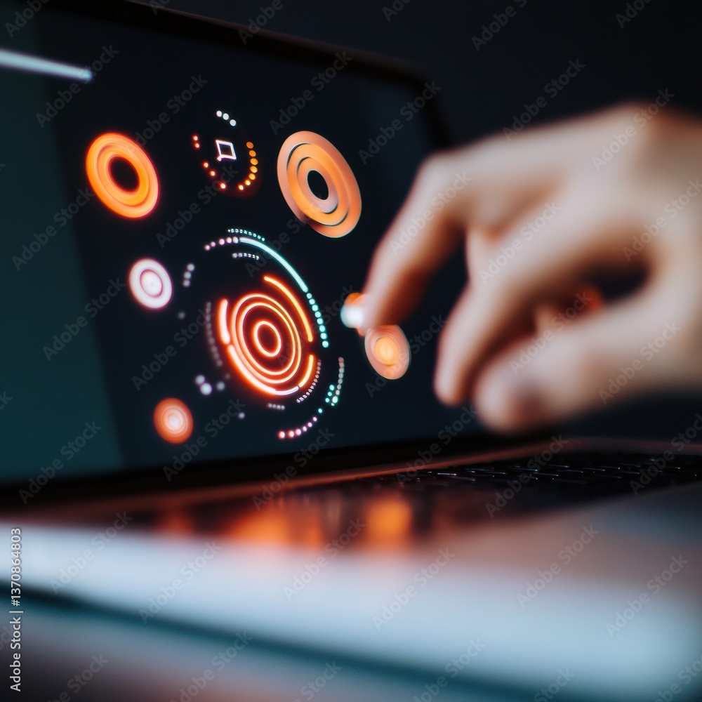 Poster Neuro-Digital Interface Immersive UI/UX Design Exploring Cybernetic Interaction Paradigms in Next-Gen Interactive Technology Visualization