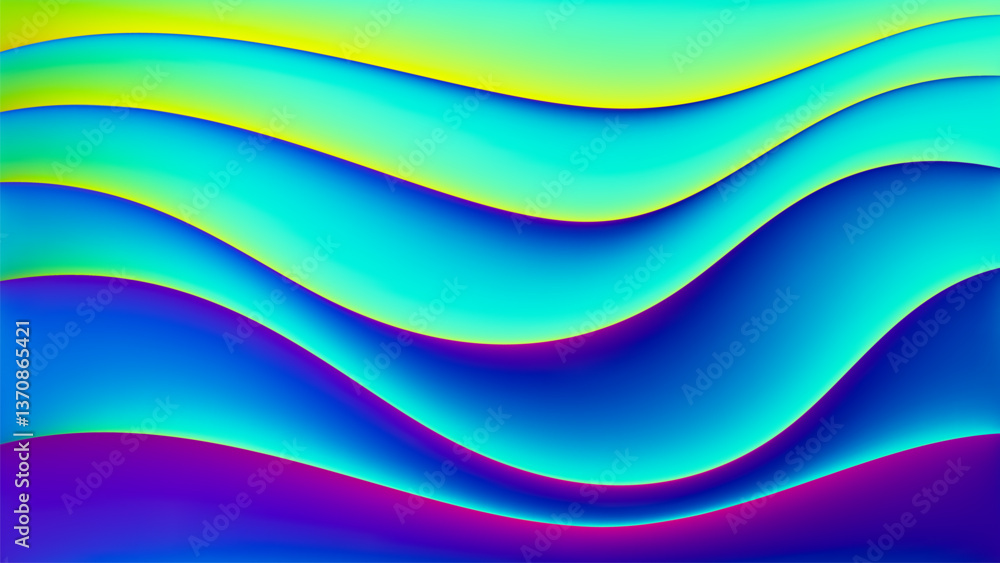 Aufkleber colorful wavy vibrant dreamy summer gradient full of energy and depth. bright soft luminous neon col