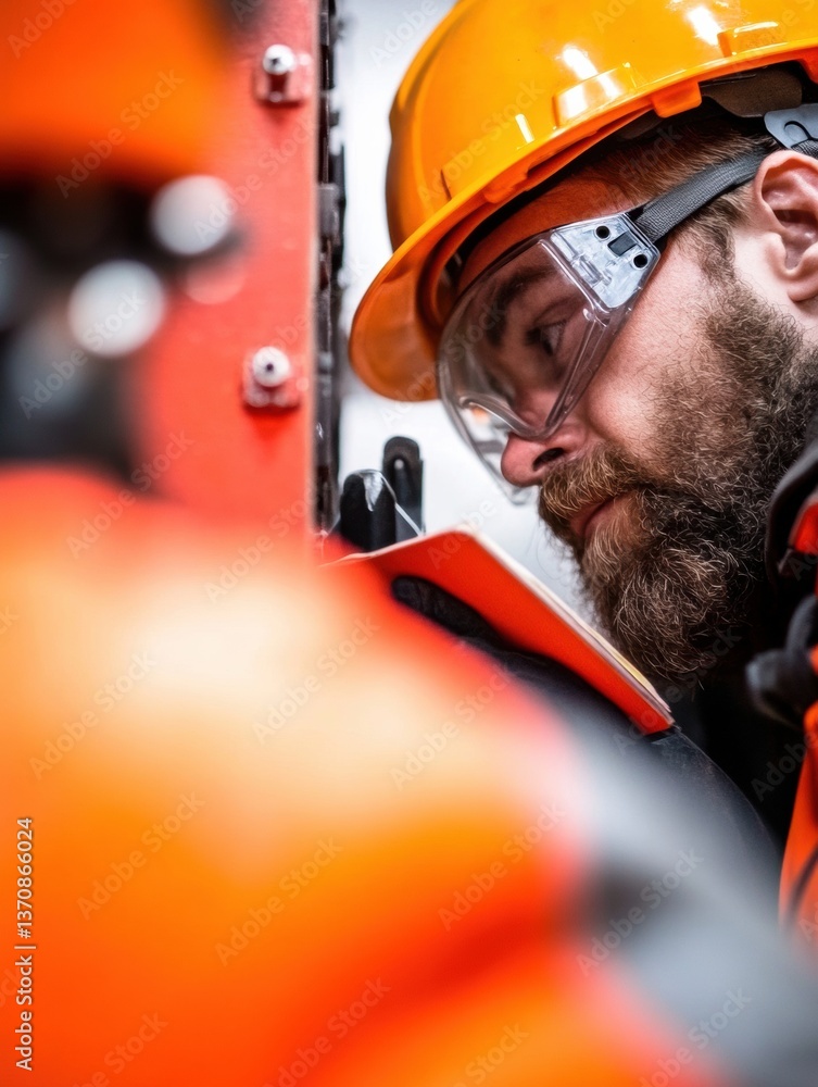 Aufkleber hyper-focused industrial safety next-gen engineer performing critical infrastructure monitoring with
