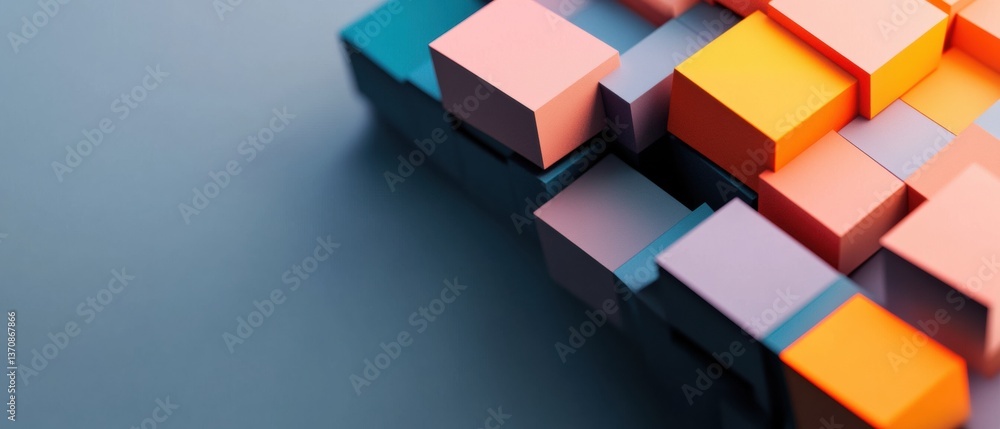Aufkleber Geometric Digital Minimalism Modular Design Innovation with Pastel-Infused Color Block Technology, Inspiring Creative Spatial Transformation and Strategic Brand Visualization
