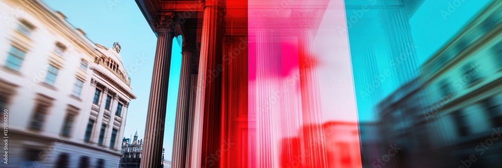 Poster immersive digital transformation vibrant architectural motion blur showcasing financial tech evoluti