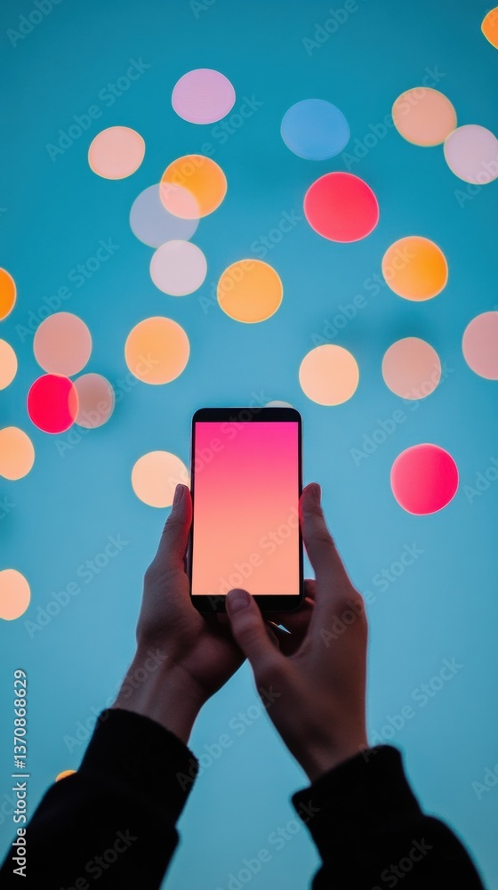 Fototapete chromatic digital connection immersive gen z smartphone interaction with vibrant gradient ui design 