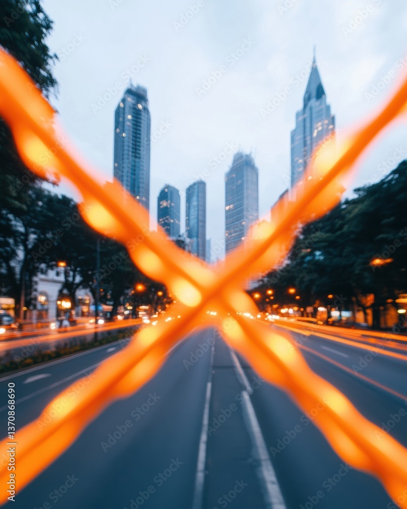 Poster Urban Digital Velocity Hyperconnected Smart City Dynamic with Futuristic Motion Blur - Next-Gen Infrastructure Technology Visualization for Tech Innovation Branding