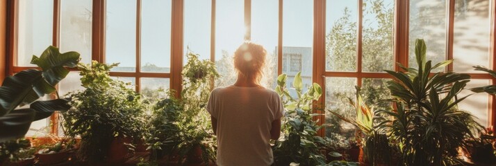 Biophilic Wellness Moment Soft-Lit Indoor Green Sanctuary Revealing Mindful Self-Care, Sustainable Living, and Tranquil Home Design Inspiration