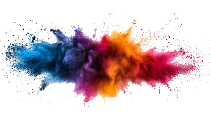 colorful rainbow holi paint color powder explosion isolated white wide panorama.Colorful mixed rainbow powder explosion isolated on white background. Colorful ink powder splashes on white background.