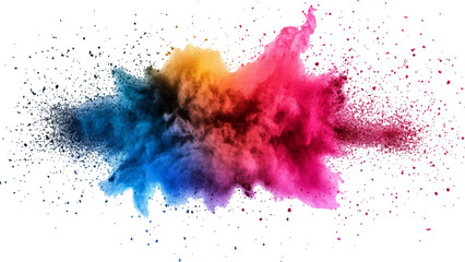 colorful rainbow holi paint color powder explosion isolated white wide panorama.Colorful mixed rainbow powder explosion isolated on white background. Colorful ink powder splashes on white background.