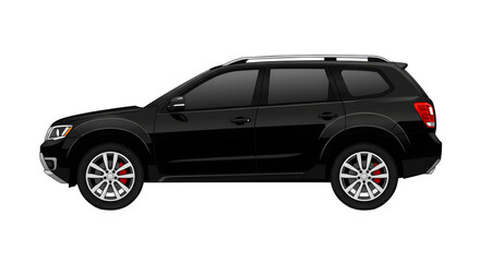 Fototapeta premium A vector illustration of a modern black car SUV. isolated on white or transparent background.