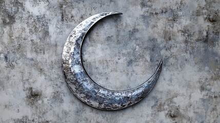 Silver crescent moon on textured background, celestial night sky, mystical lunar phase, astrology concept