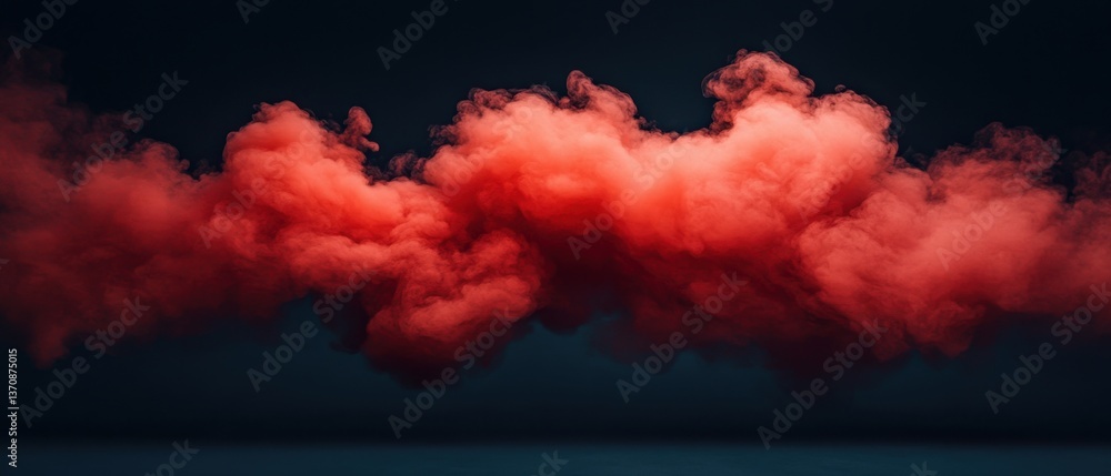 Poster ethereal crimson cloud formation against a dark backdrop creating a dramatic and captivating visual 