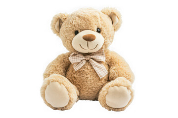 Obraz premium Cute Teddy Bear Sitting – Soft Plush Toy for Children on Transparent Background