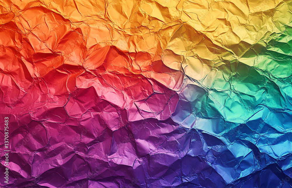 Aufkleber rainbow crumpled paper texture background colorful gradient abstract design vibrant art backdrop for