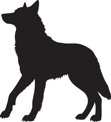 Silhouette of a Walking Wolf, Wildlife Vector Illustration