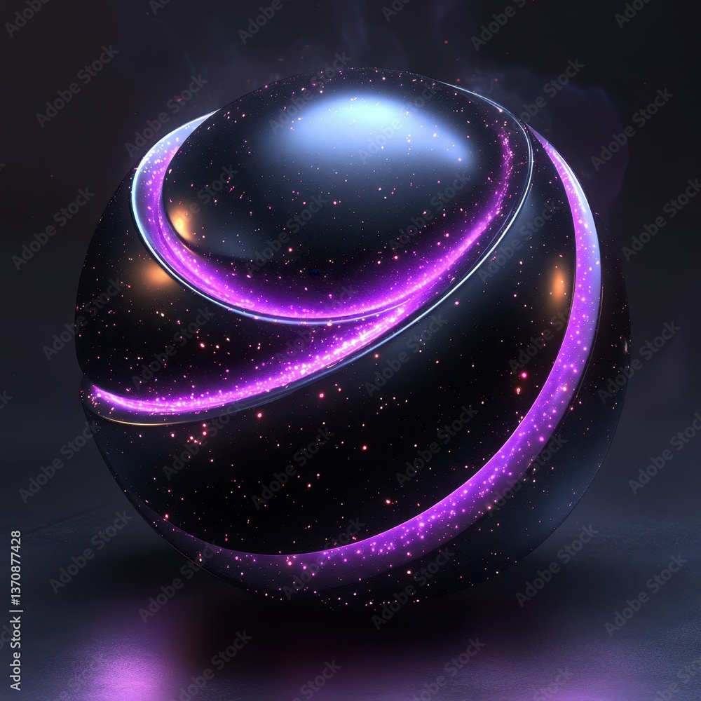 Aufkleber colorful cosmic sphere with swirling patterns and a starry texture illuminated in a dark environment