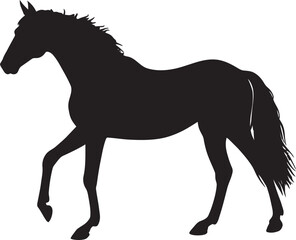 Horse Silhouette Icon, Elegant Walking Horse Vector